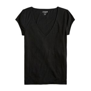 Form fitting v neck cap-sleeve top - Black XL